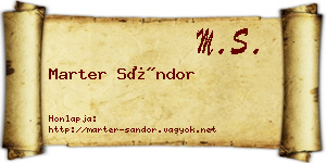 Marter Sándor névjegykártya